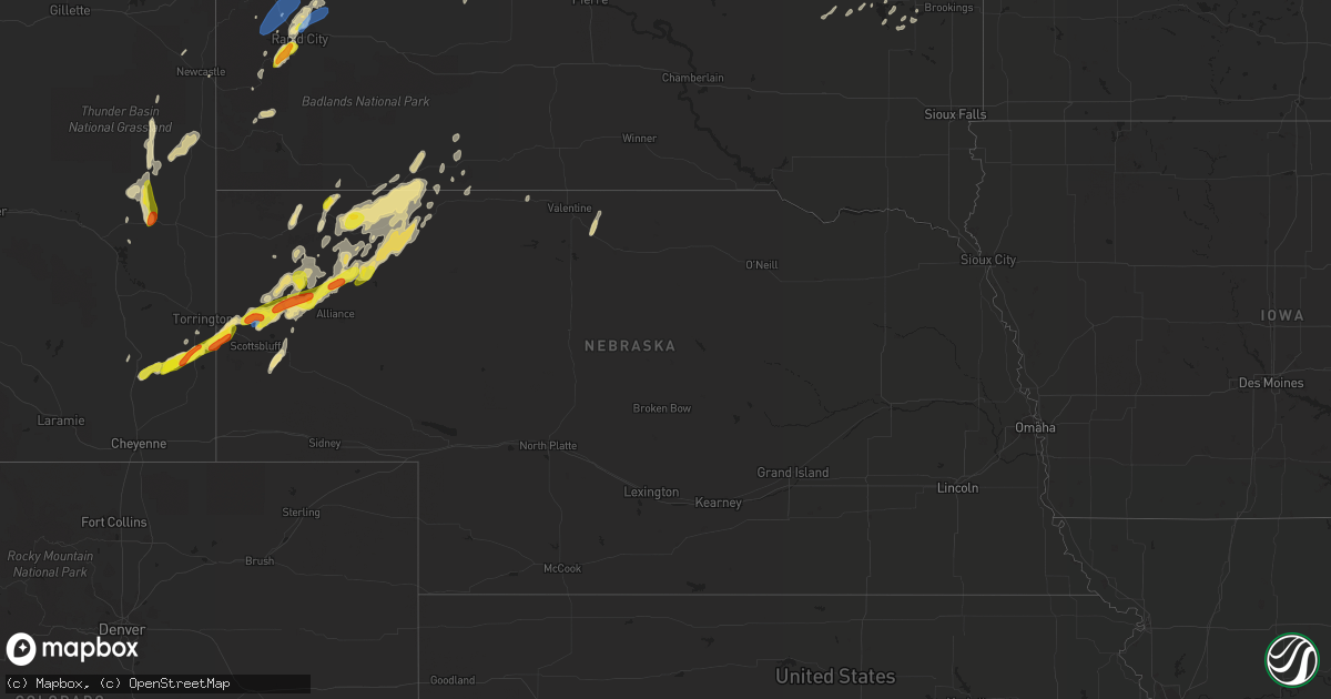 Hail map in Nebraska on September 20, 2019