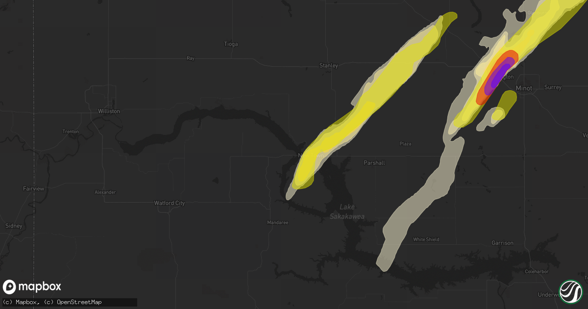 Hail map in New Town, ND on September 20, 2019
