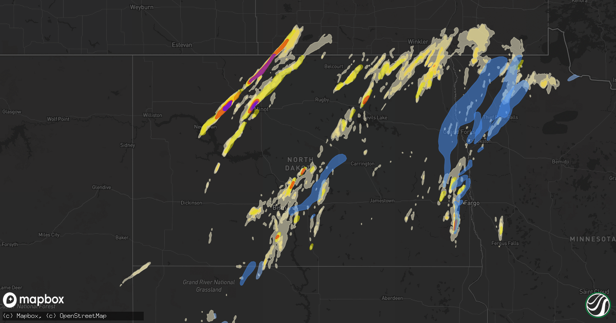 Hail map in North Dakota on September 20, 2019