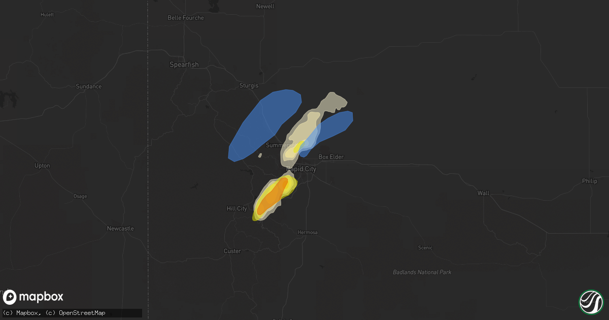 Hail map in Rapid City, SD on September 20, 2019