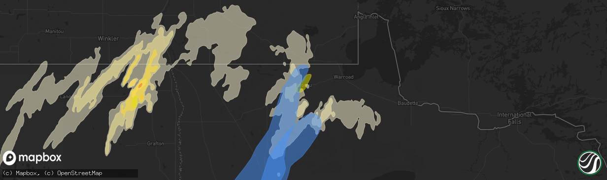 Hail map in Roseau, MN on September 20, 2019