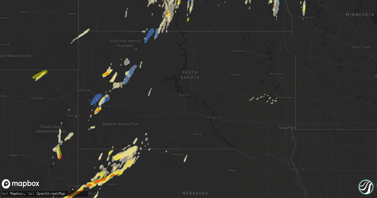 Hail map in South Dakota on September 20, 2019