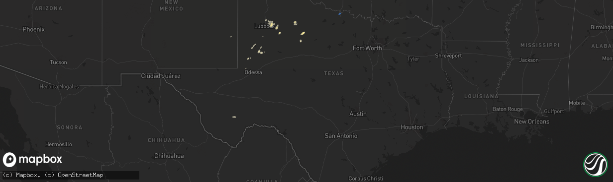 Hail map in Texas on September 20, 2019