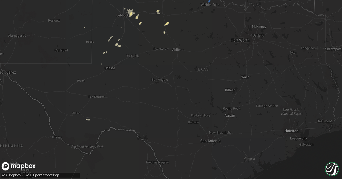 Hail map in Texas on September 20, 2019