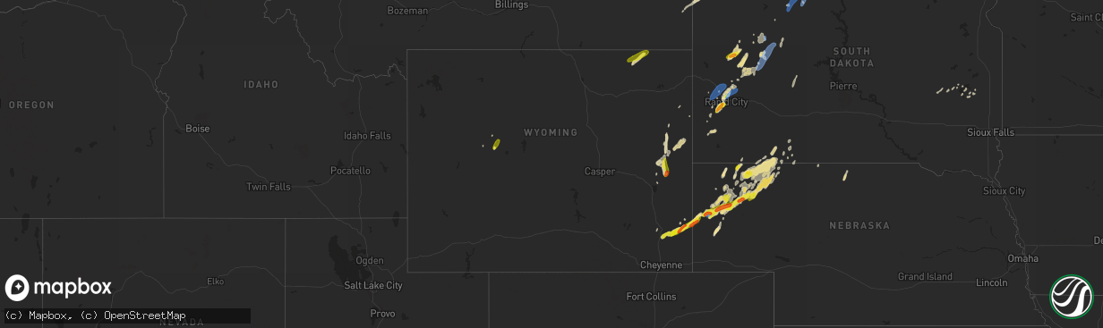 Hail map in Wyoming on September 20, 2019