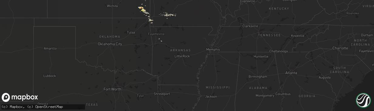 Hail map in Arkansas on September 20, 2021