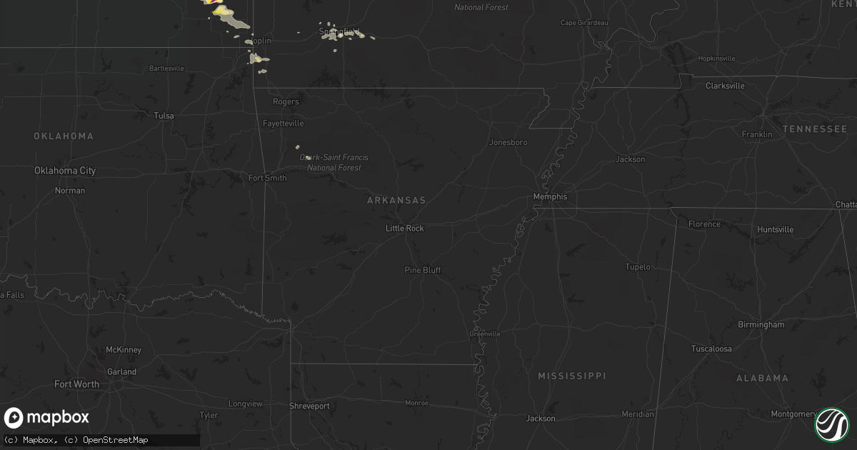 Hail map in Arkansas on September 20, 2021