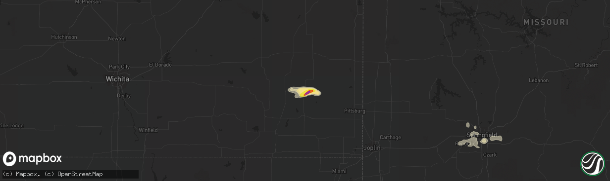 Hail map in Erie, KS on September 20, 2021