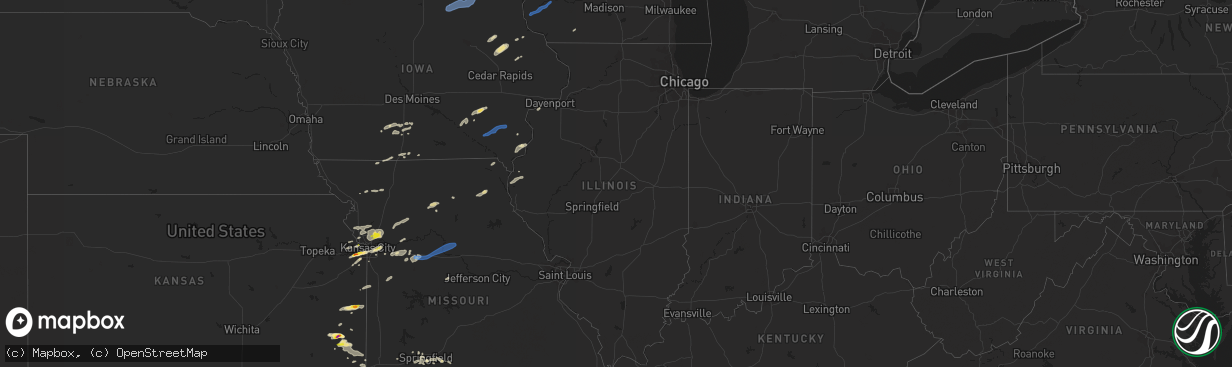 Hail map in Illinois on September 20, 2021