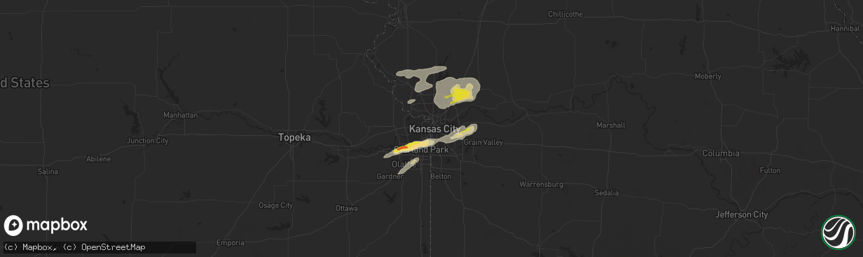 Hail map in Kansas City, MO on September 20, 2021