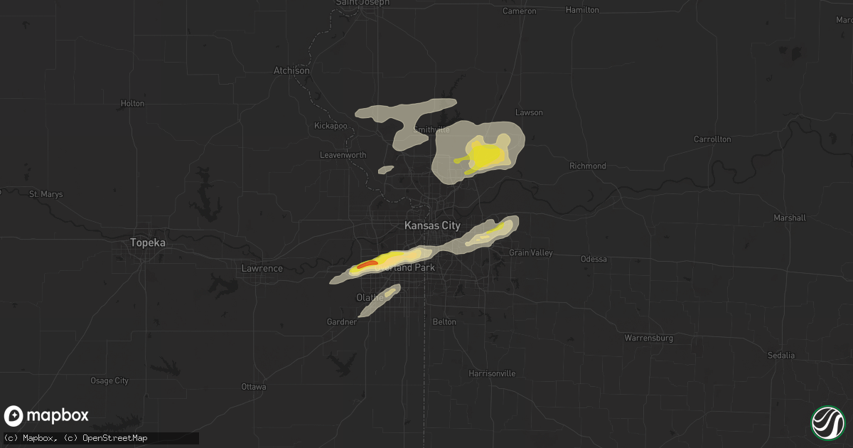 Hail map in Kansas City, MO on September 20, 2021