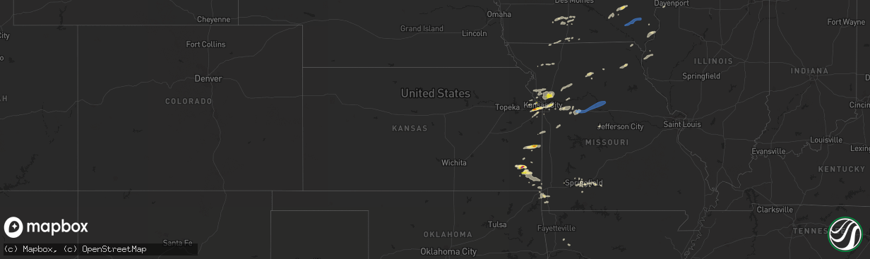 Hail map in Kansas on September 20, 2021