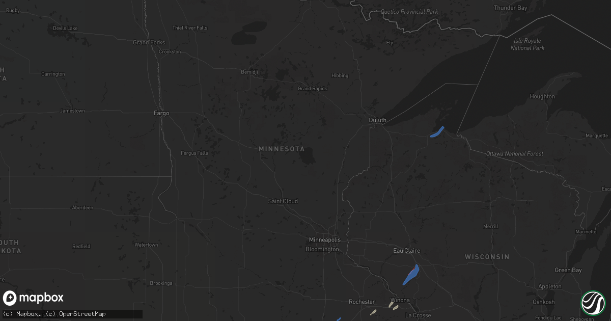 Hail map in Minnesota on September 20, 2021