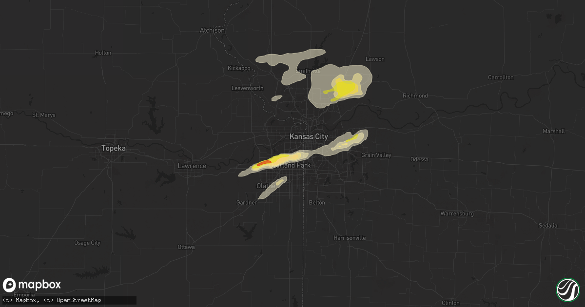 Hail map in Mission, KS on September 20, 2021