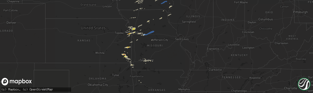 Hail map in Missouri on September 20, 2021