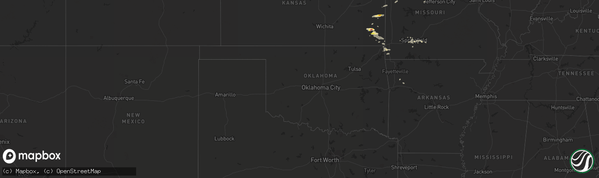 Hail map in Oklahoma on September 20, 2021