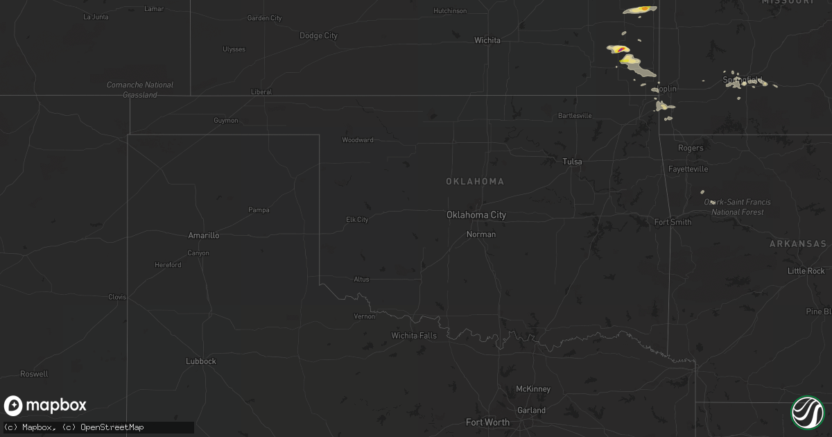 Hail map in Oklahoma on September 20, 2021