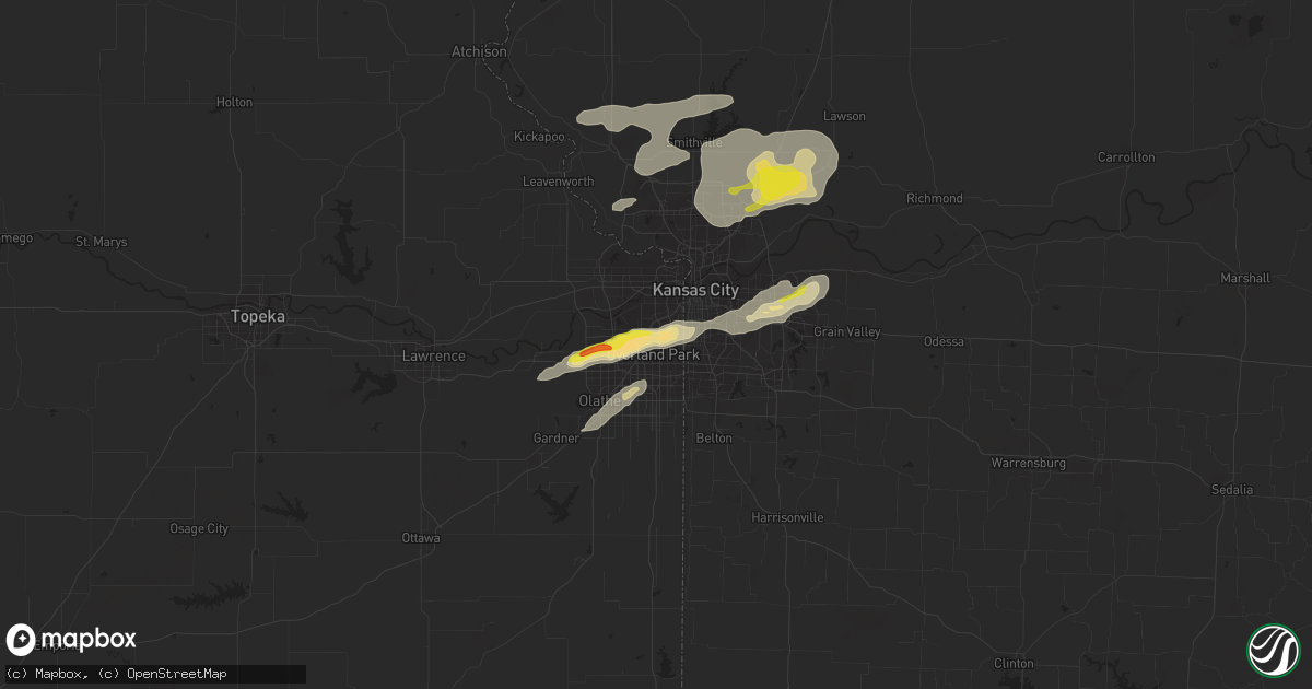 Hail map in Overland Park, KS on September 20, 2021