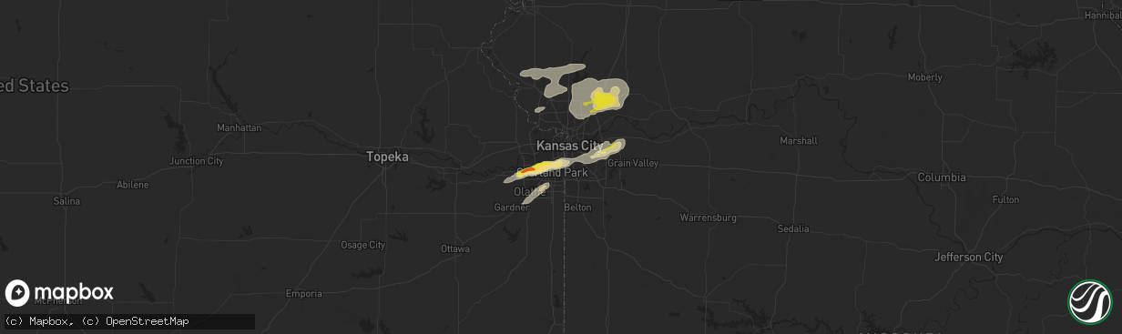 Hail map in Prairie Village, KS on September 20, 2021