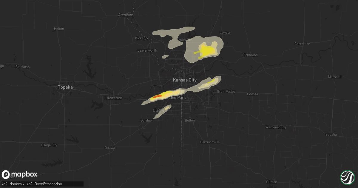 Hail map in Prairie Village, KS on September 20, 2021