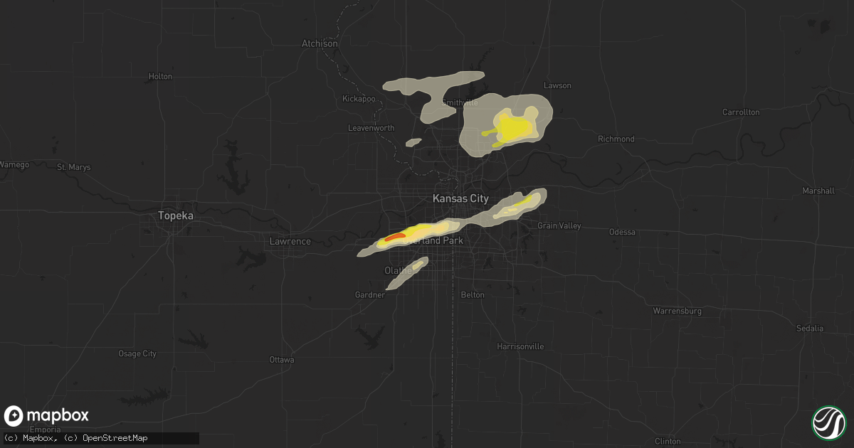 Hail map in Shawnee, KS on September 20, 2021