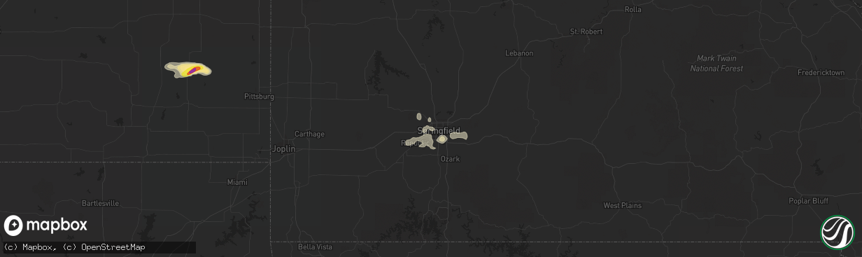 Hail map in Springfield, MO on September 20, 2021