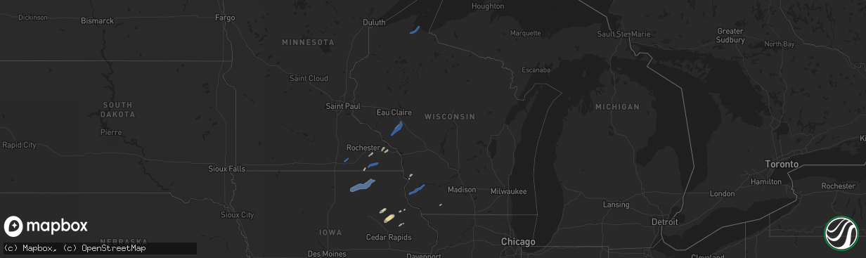 Hail map in Wisconsin on September 20, 2021