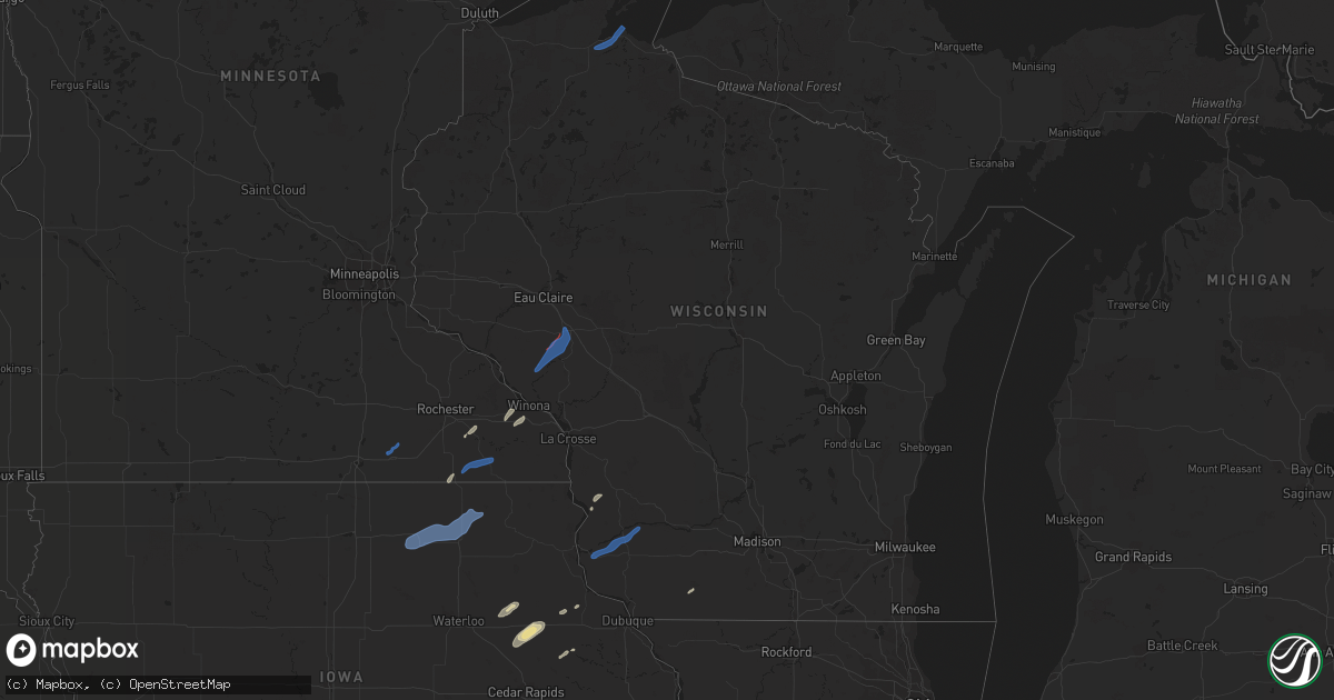 Hail map in Wisconsin on September 20, 2021