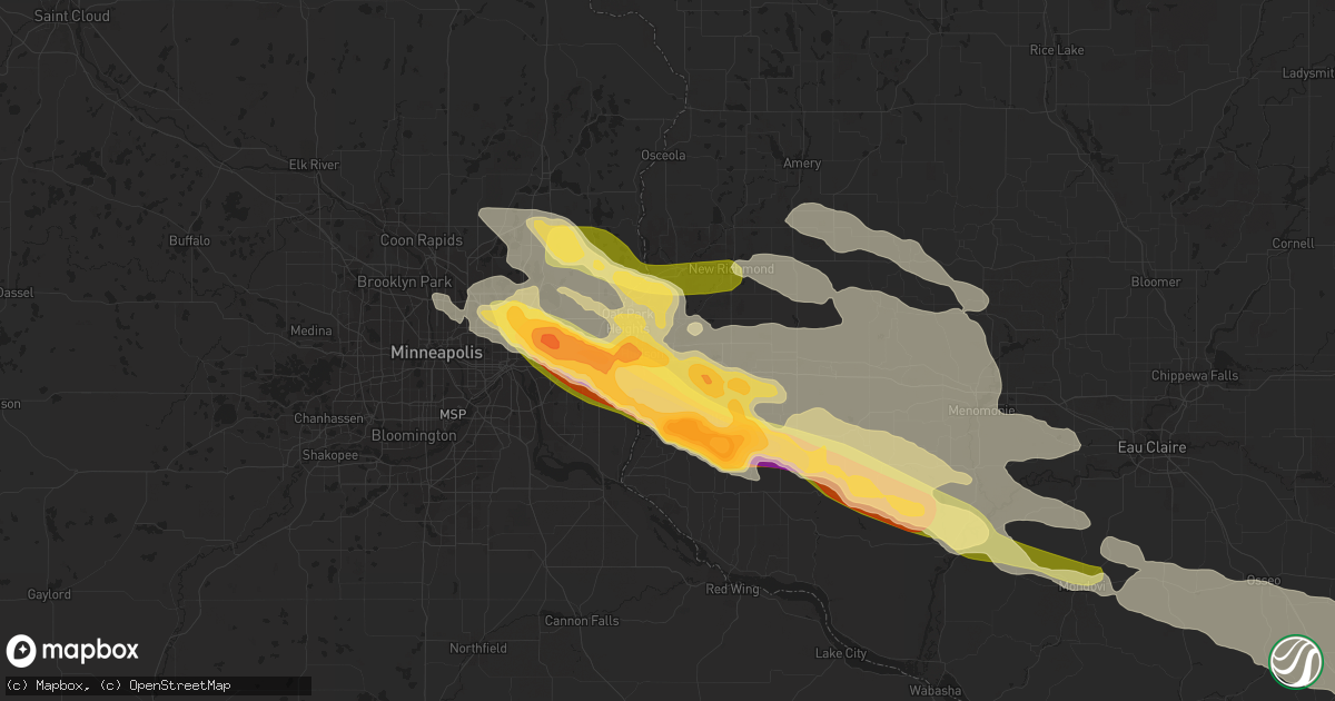 Hail map in Hudson, WI on September 20, 2022
