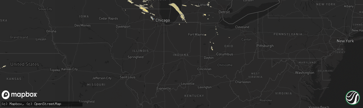 Hail map in Indiana on September 20, 2022