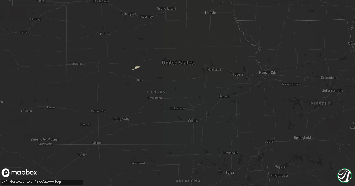 Hail map in Kansas on September 20, 2022