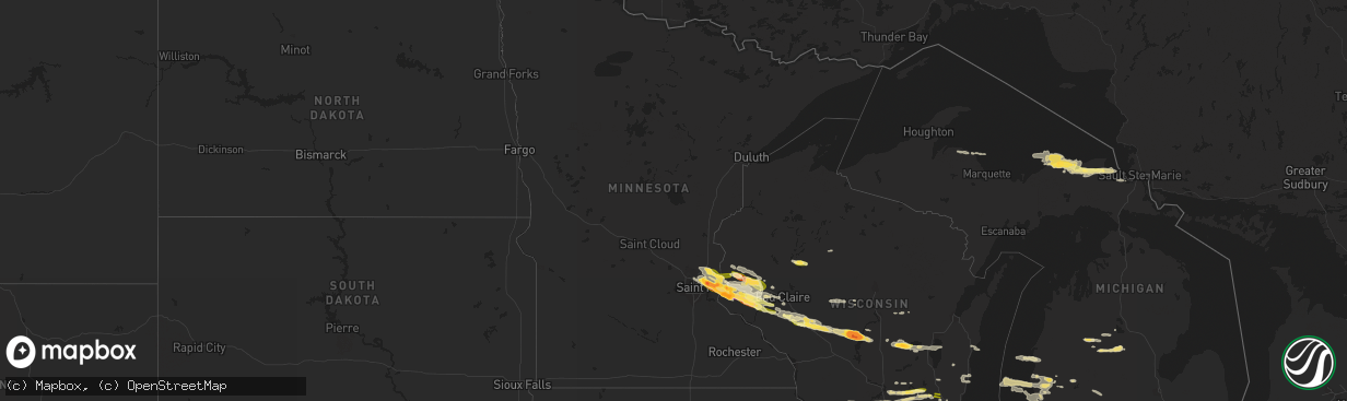Hail map in Minnesota on September 20, 2022