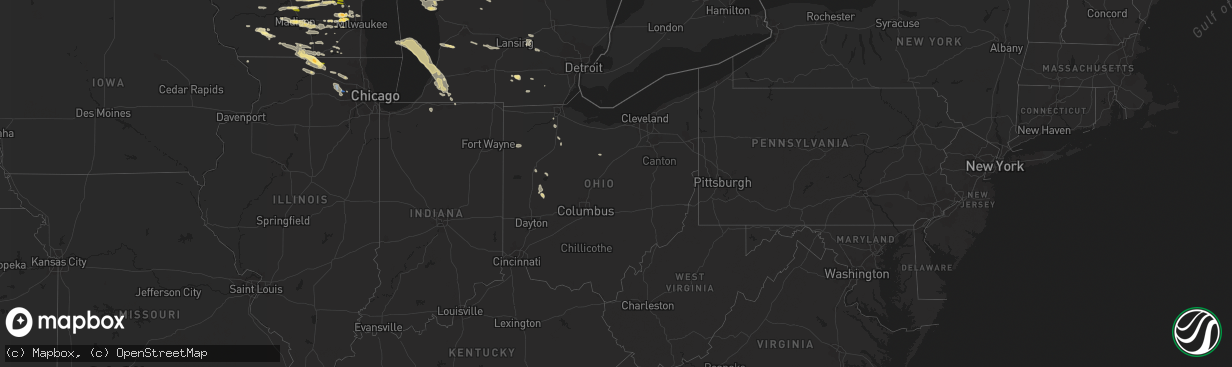 Hail map in Ohio on September 20, 2022