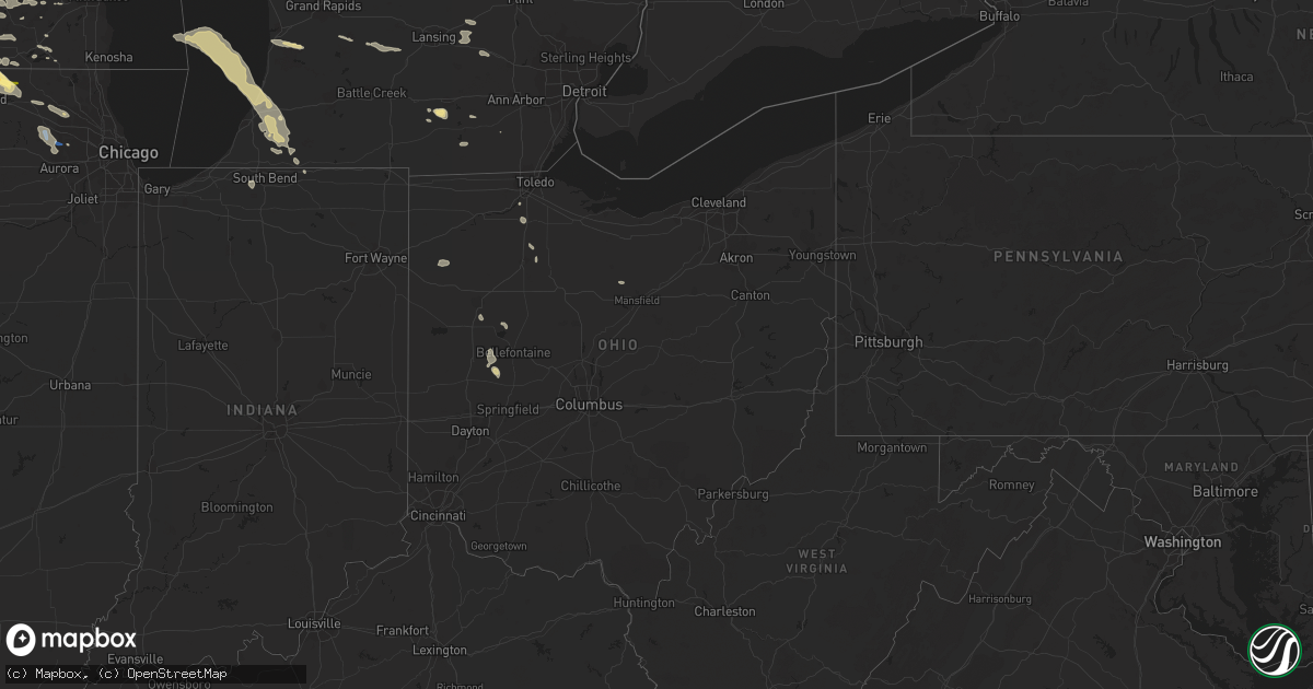 Hail map in Ohio on September 20, 2022