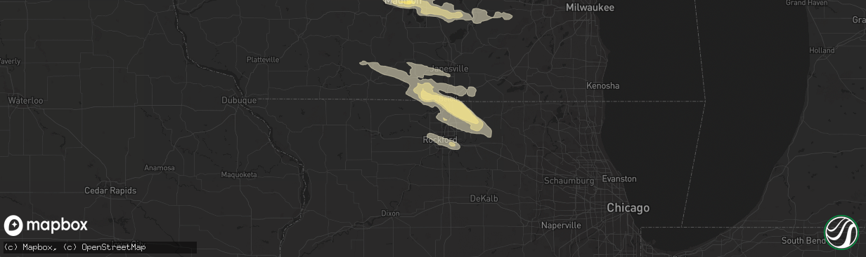 Hail map in Rockford, IL on September 20, 2022