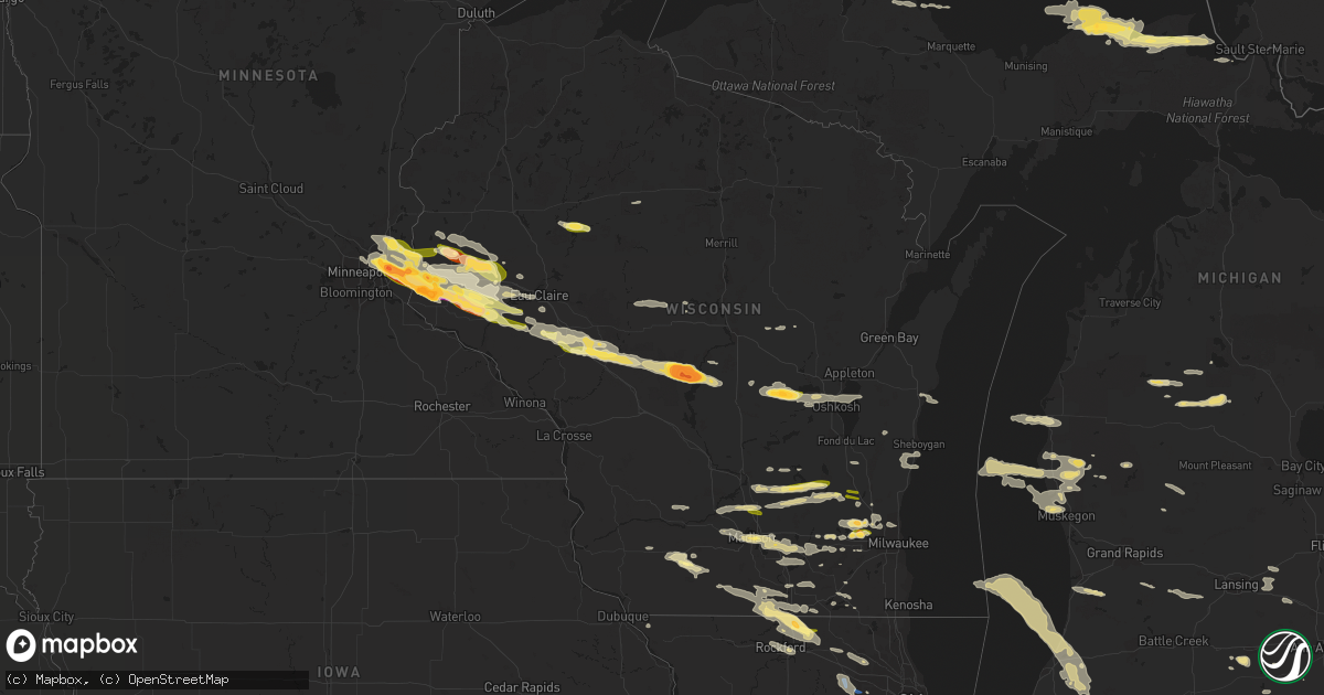 Hail map in Wisconsin on September 20, 2022