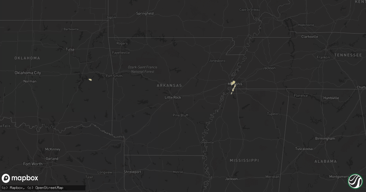 Hail map in Arkansas on September 20, 2023
