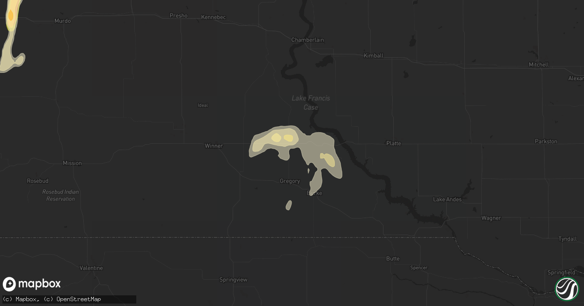 Hail map in Gregory, SD on September 20, 2023