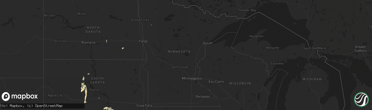 Hail map in Minnesota on September 20, 2023