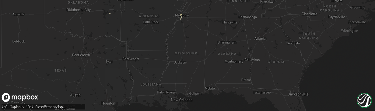 Hail map in Mississippi on September 20, 2023