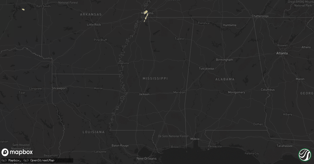 Hail map in Mississippi on September 20, 2023