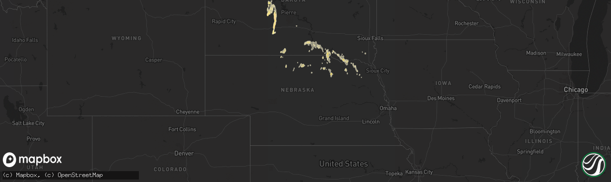 Hail map in Nebraska on September 20, 2023