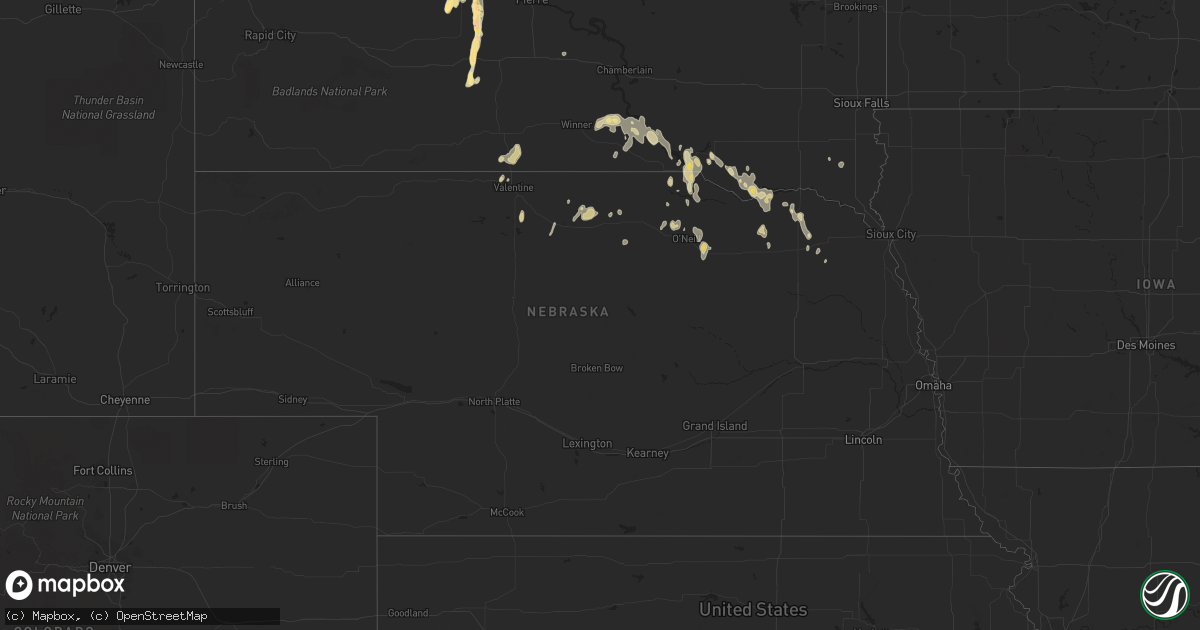 Hail map in Nebraska on September 20, 2023