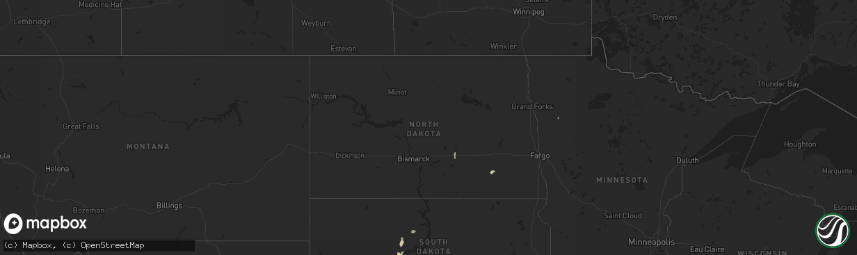 Hail map in North Dakota on September 20, 2023