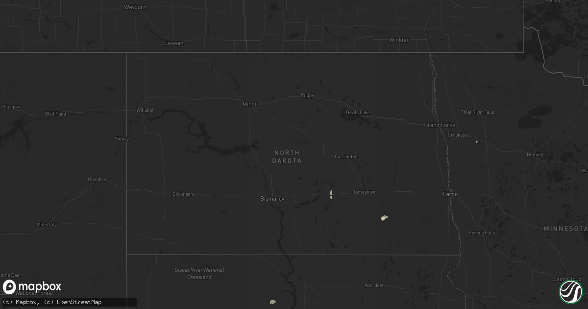 Hail map in North Dakota on September 20, 2023