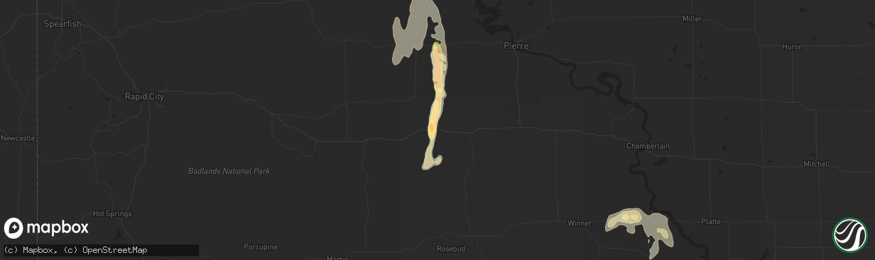 Hail map in Okaton, SD on September 20, 2023