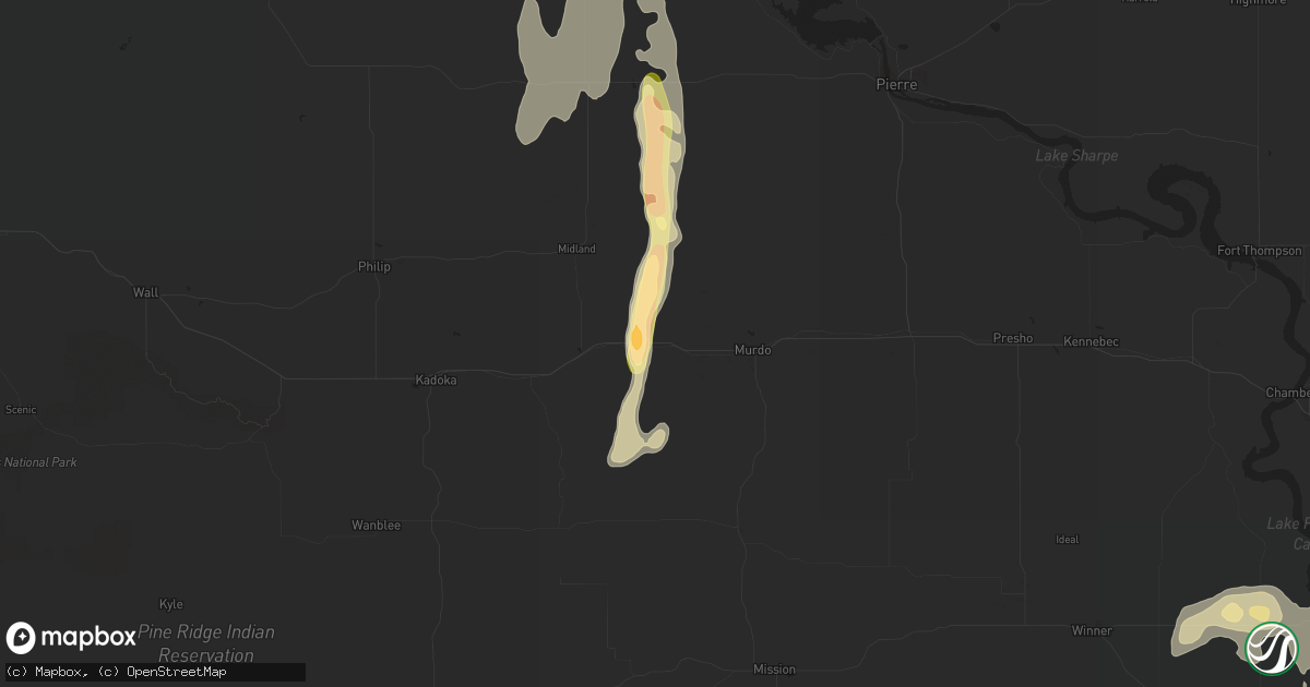 Hail map in Okaton, SD on September 20, 2023