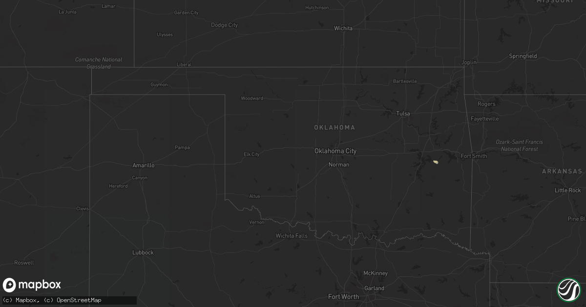 Hail map in Oklahoma on September 20, 2023