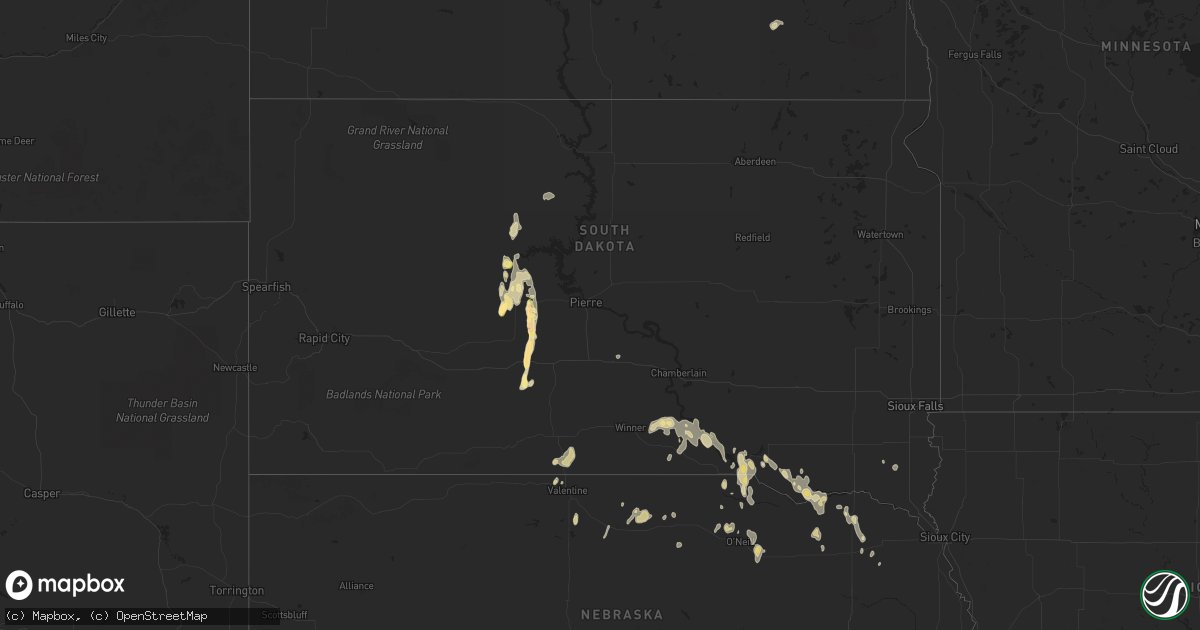 Hail map in South Dakota on September 20, 2023