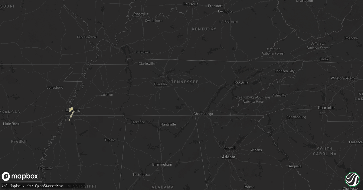 Hail map in Tennessee on September 20, 2023